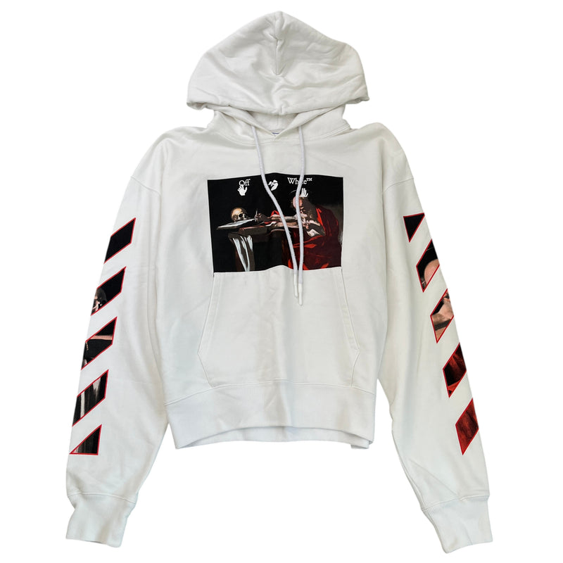 Men's Caravaggio Print Hoodie White Size S