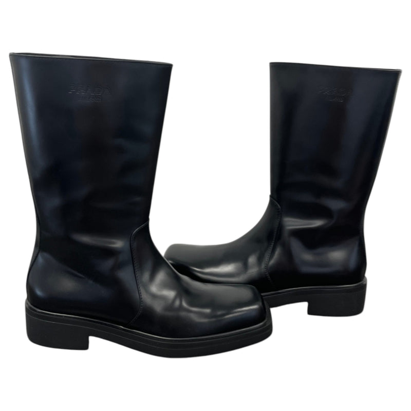 Men's Logo Leather Rain Boots Black Size UK 8 / EU 42