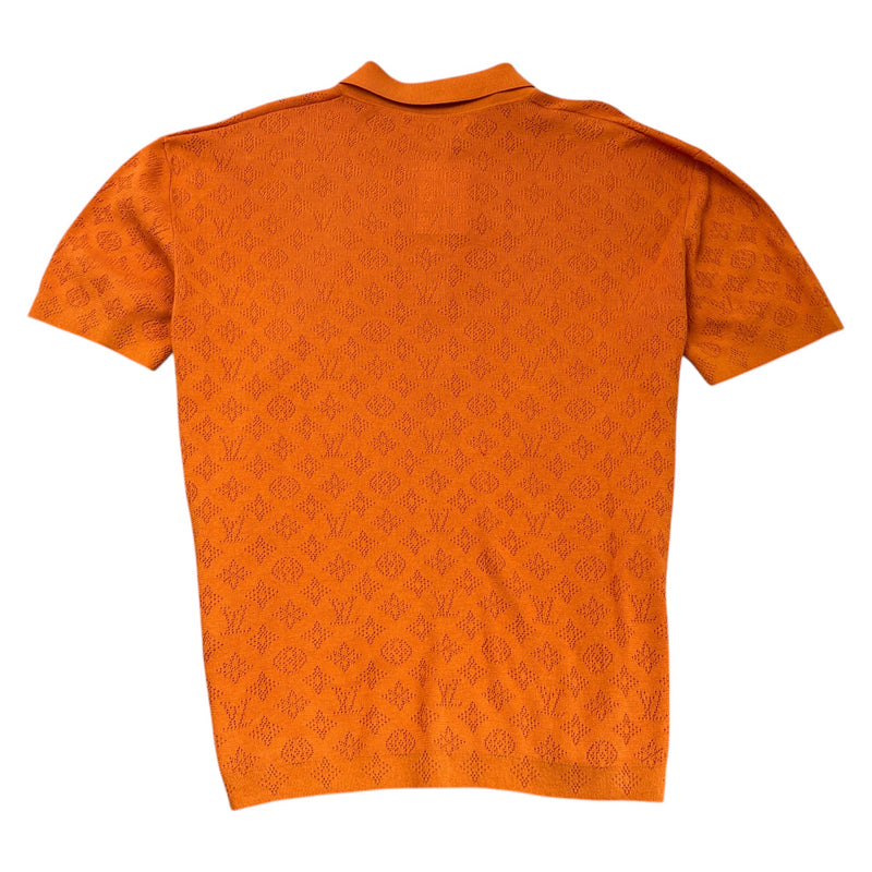 Men's Monogram Pointelle Short Sleeve Shirt Orange Size L