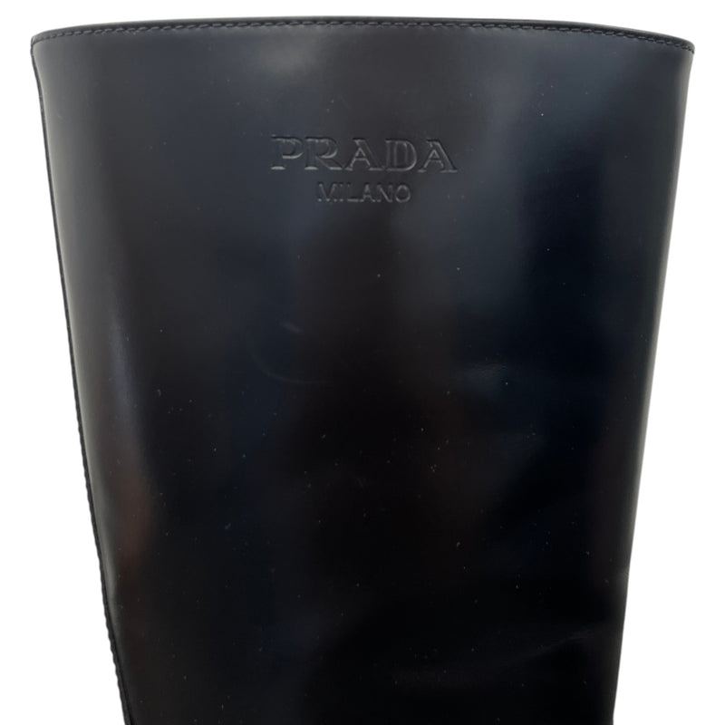 Men's Logo Leather Rain Boots Black Size UK 8 / EU 42