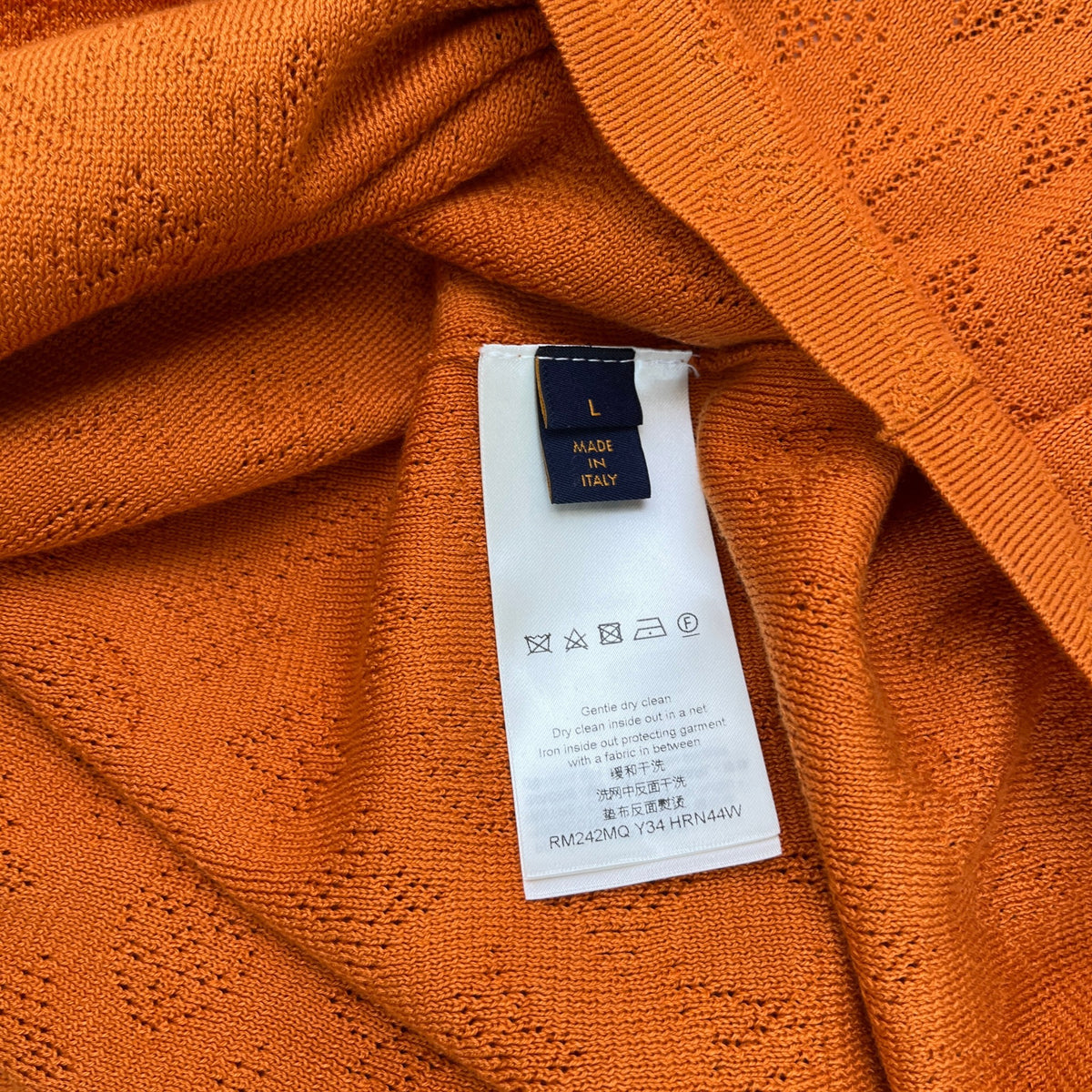Men's Monogram Pointelle Short Sleeve Shirt Orange Size L - Photo 7