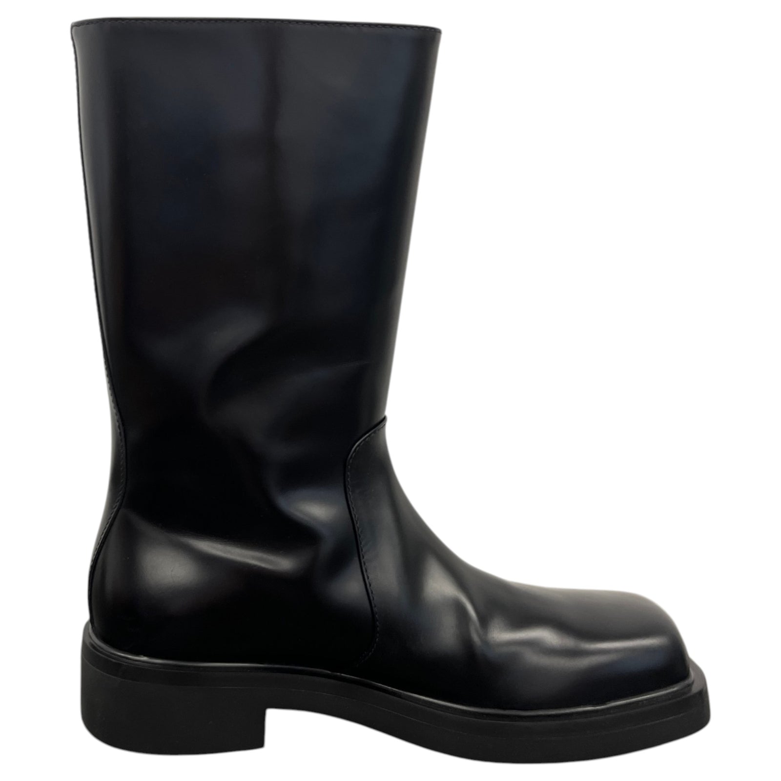 Men's Logo Leather Rain Boots Black Size UK 8 / EU 42 - Photo 4