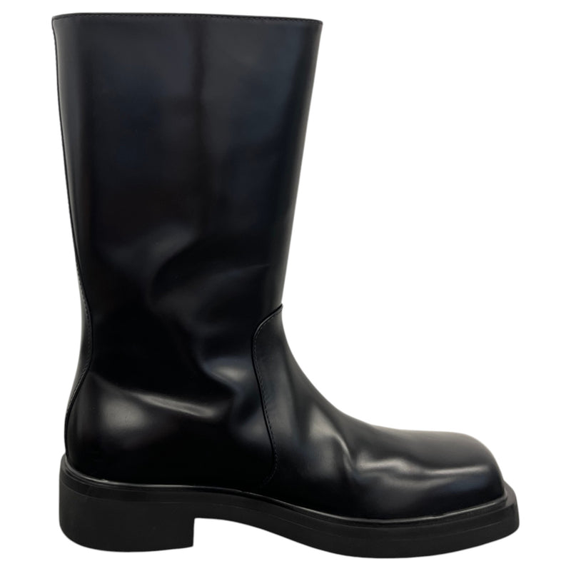 Men's Logo Leather Rain Boots Black Size UK 8 / EU 42