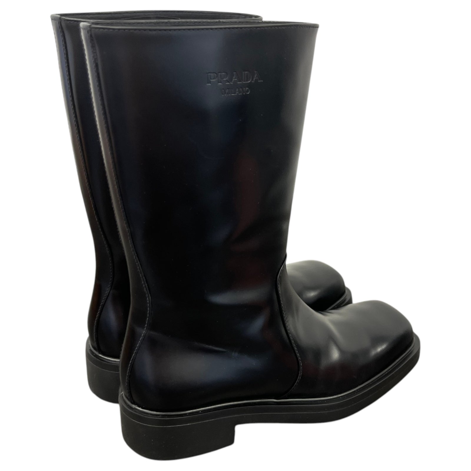 Men's Logo Leather Rain Boots Black Size UK 8 / EU 42 - Photo 8