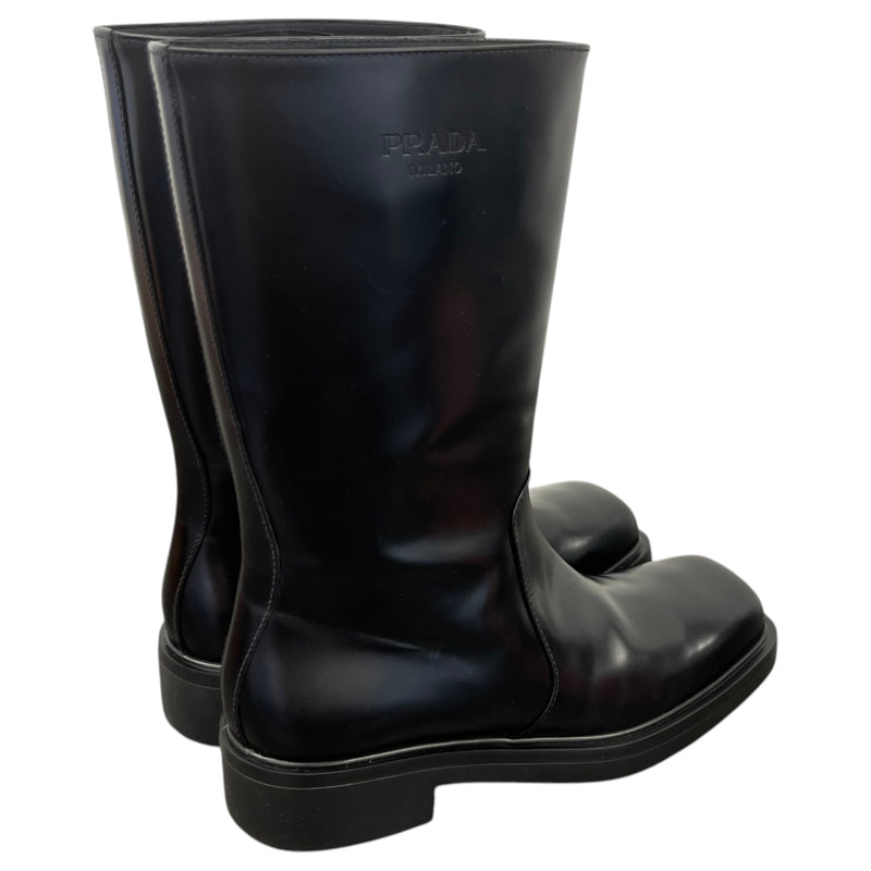 Men's Logo Leather Rain Boots Black Size UK 8 / EU 42