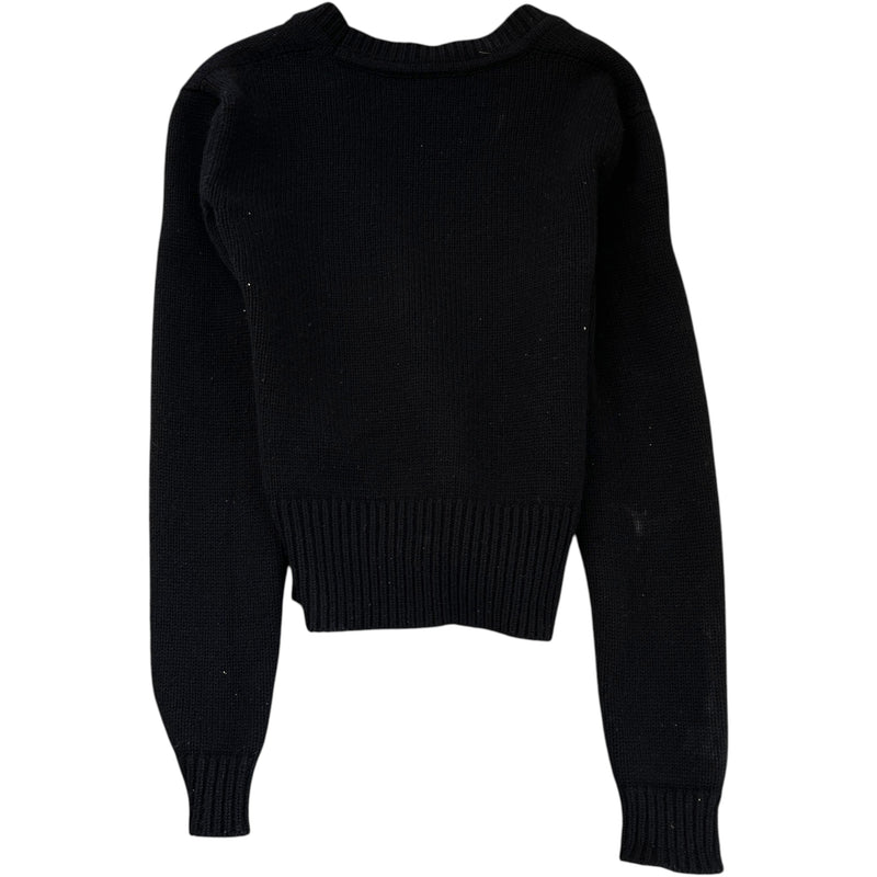 Women's Embellished Logo Cardigan Black Size XS