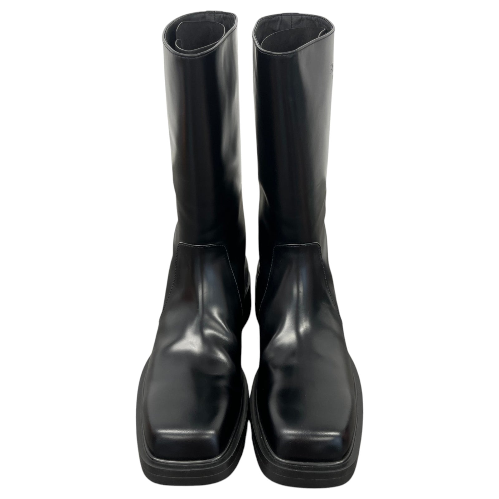 Men's Logo Leather Rain Boots Black Size UK 8 / EU 42 - Photo 6