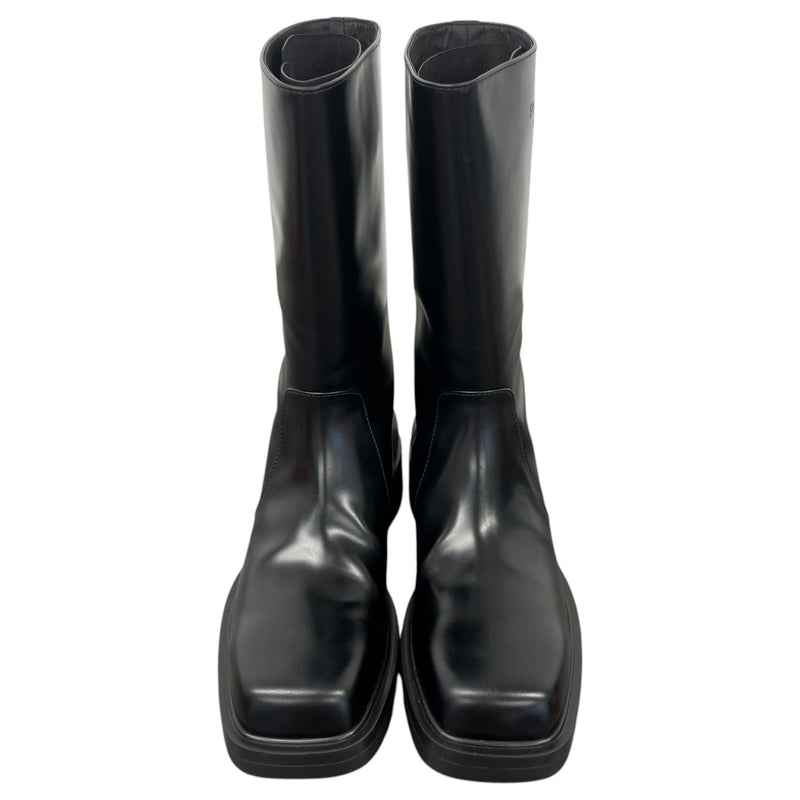 Men's Logo Leather Rain Boots Black Size UK 8 / EU 42