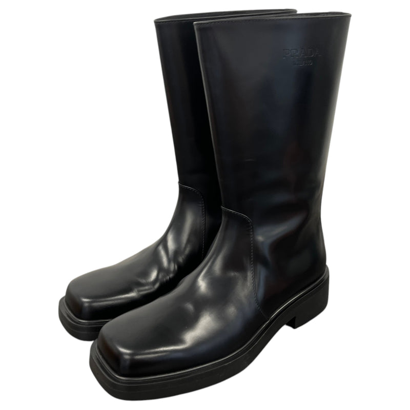 Men's Logo Leather Rain Boots Black Size UK 8 / EU 42