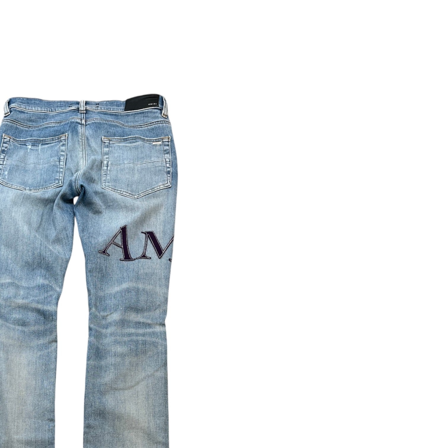 Men's Logo Print Distressed Jeans Blue Size Waist 30" - Photo 4