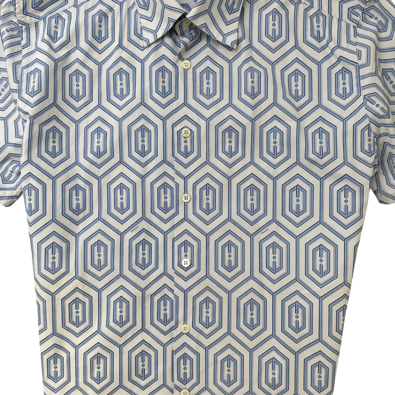 Men's Geometric Logo Short Sleeve Shirt Blue Size L - Photo 5