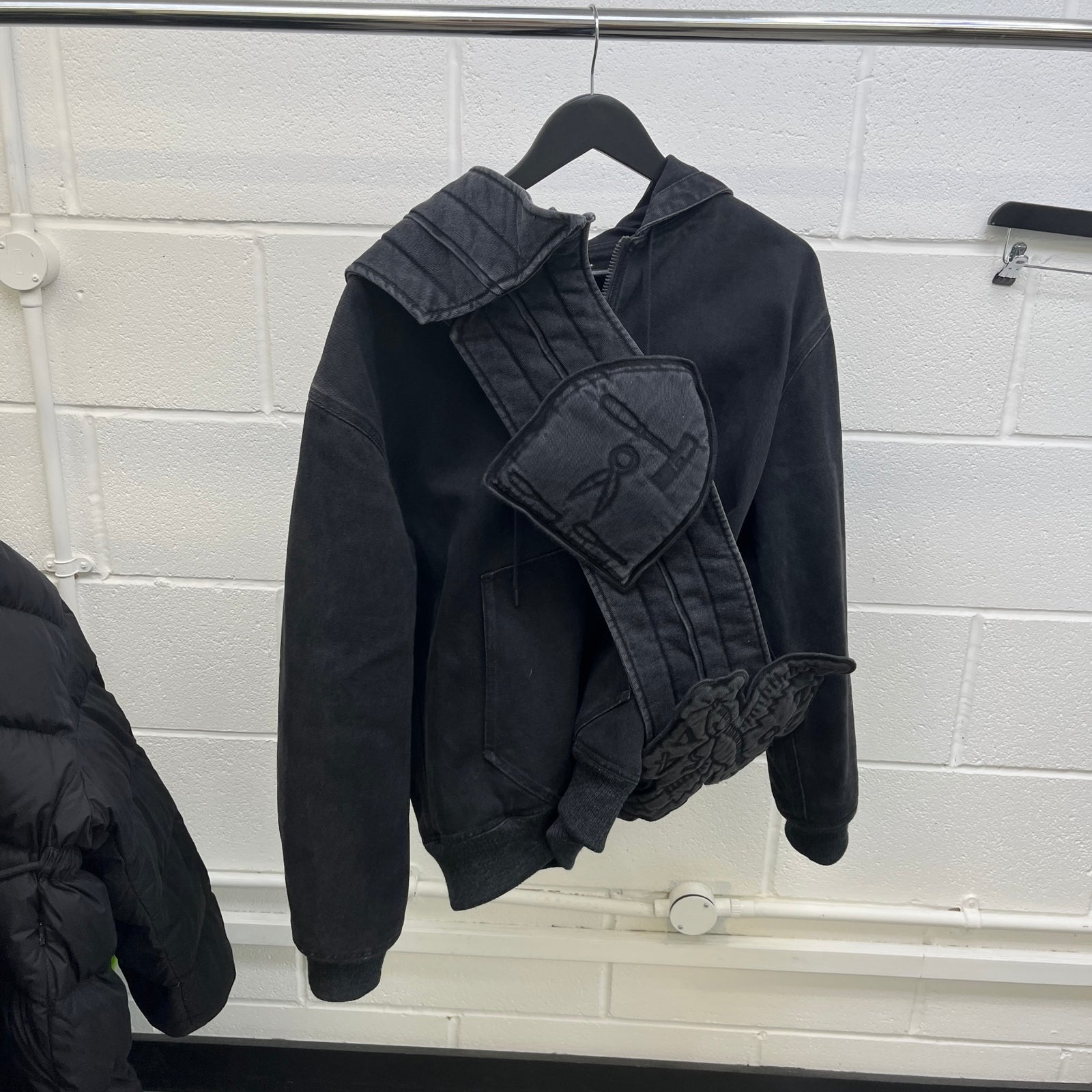 Men's Applique Detail Zip-Up Jacket Black Size XS - Photo 7