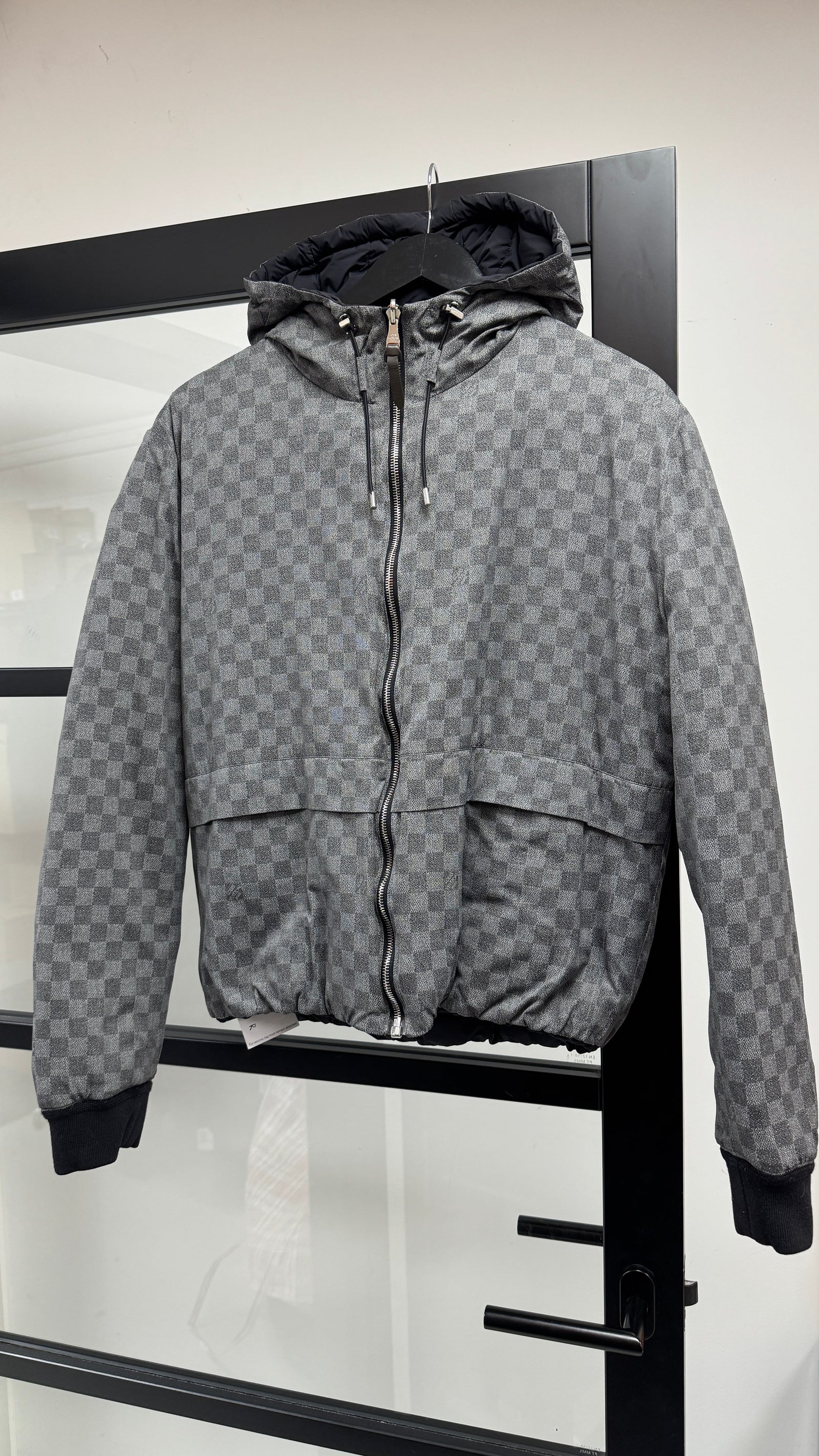 Men's Damier Graphite Reversible Down Jacket Black Size IT 48 / M - Photo 15
