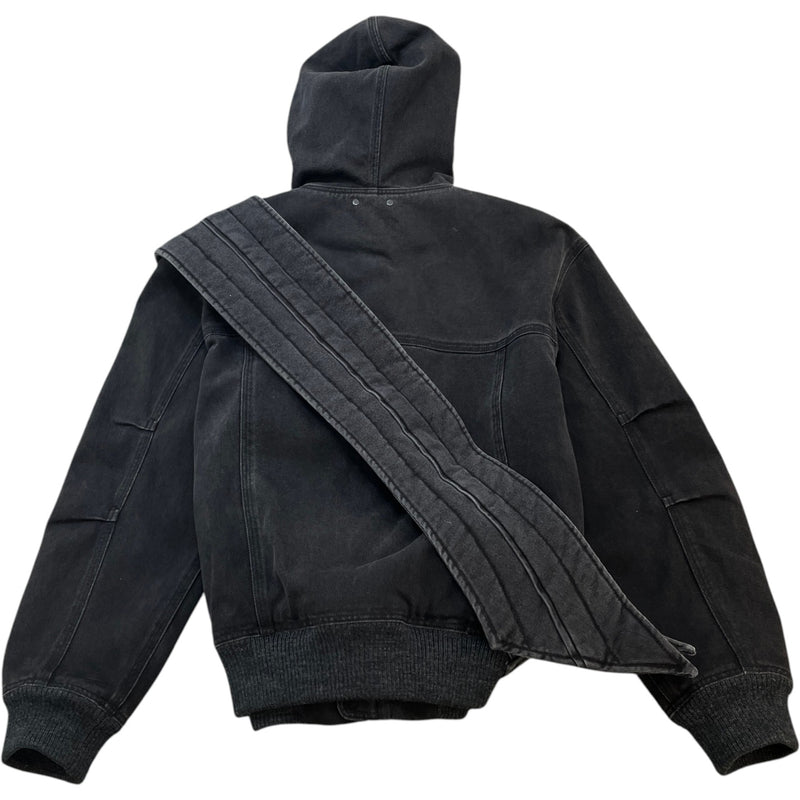 Men's Applique Detail Zip-Up Jacket Black Size XS