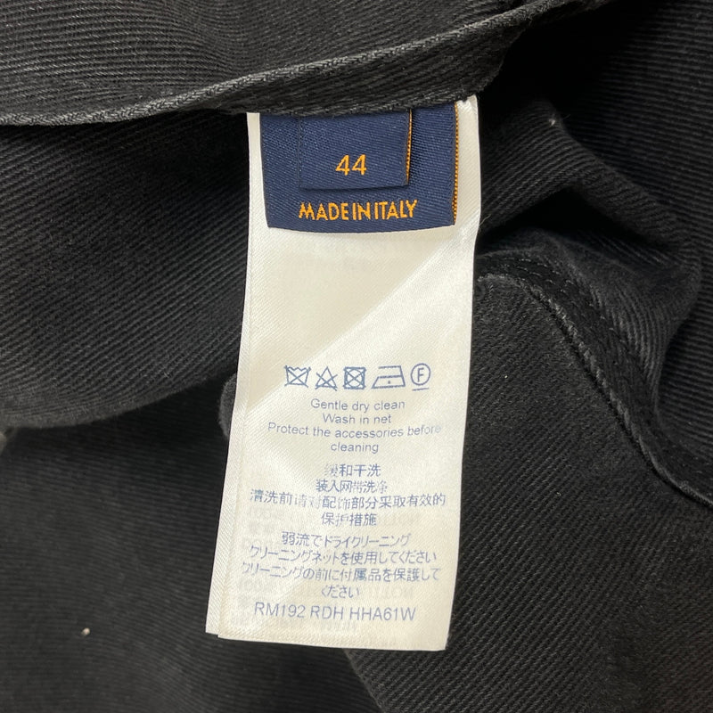 Men's Applique Detail Zip-Up Jacket Black Size XS