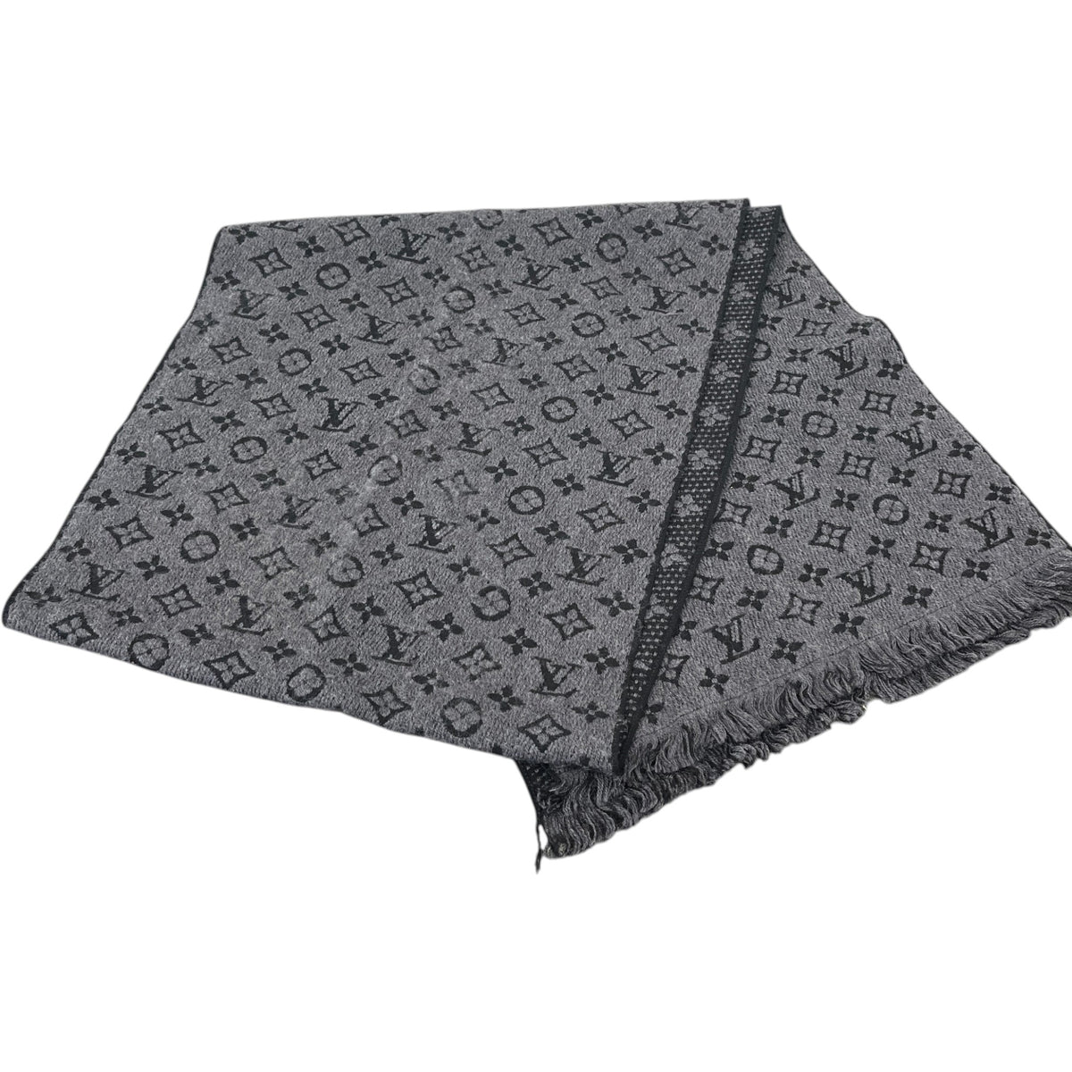Men's Reversible 2 Tone Monogram Scarf Grey - Photo 6