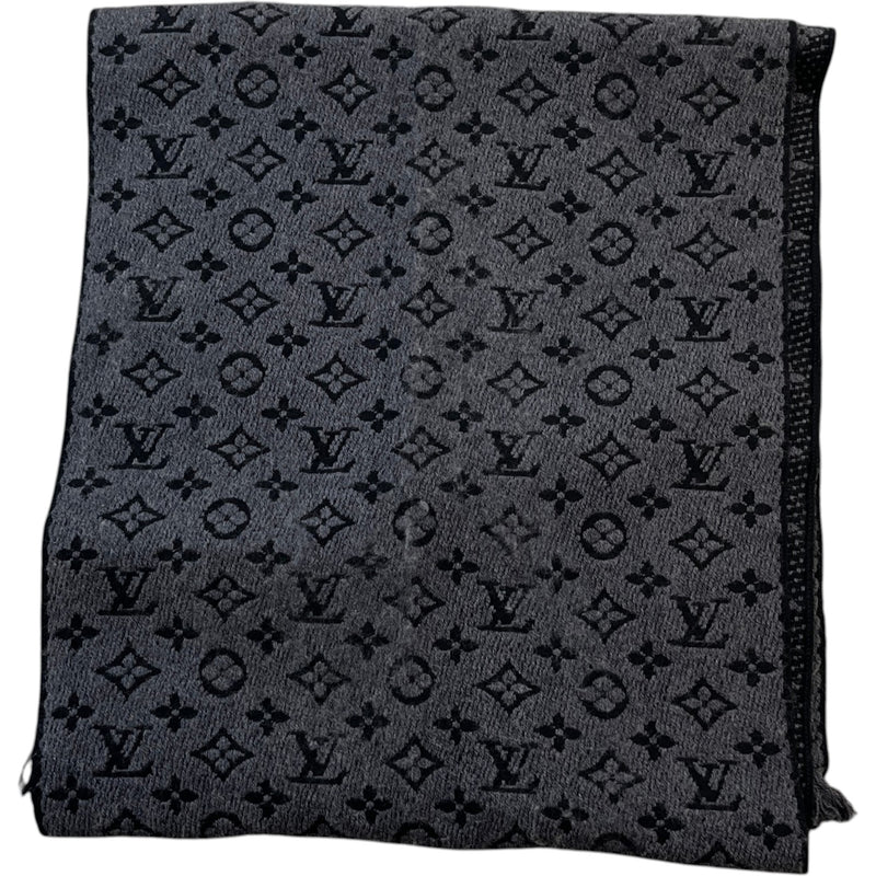 Men's Reversible 2 Tone Monogram Scarf Grey