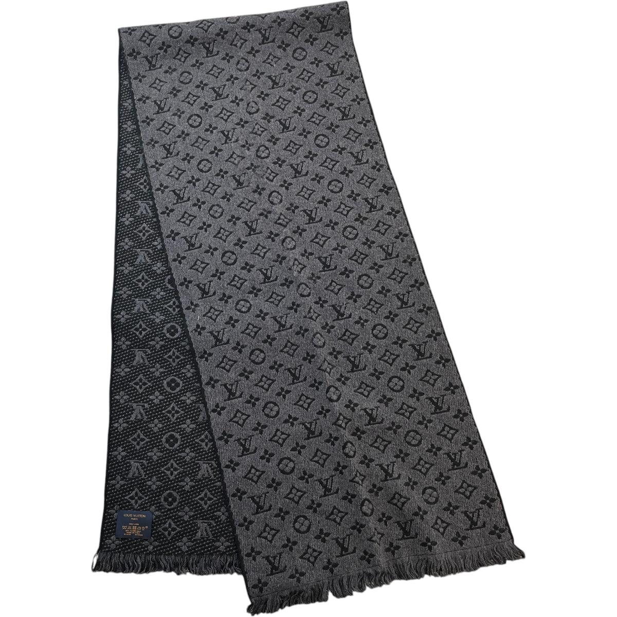 Men's Reversible 2 Tone Monogram Scarf Grey - Photo 3