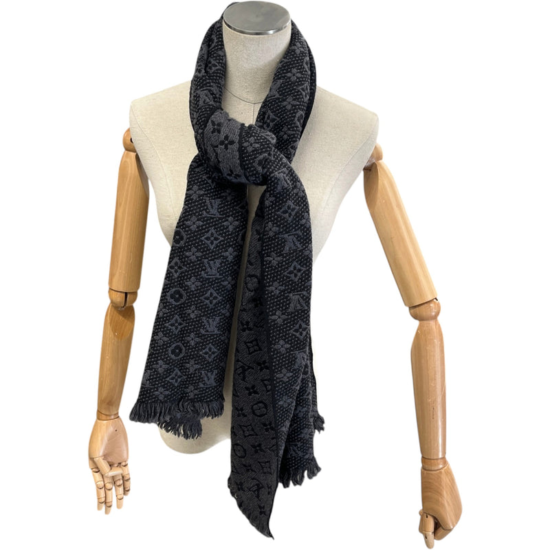 Men's Reversible 2 Tone Monogram Scarf Grey