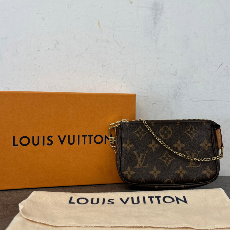 Women's Monogram Mini Pochette Accessories Handbag Brown