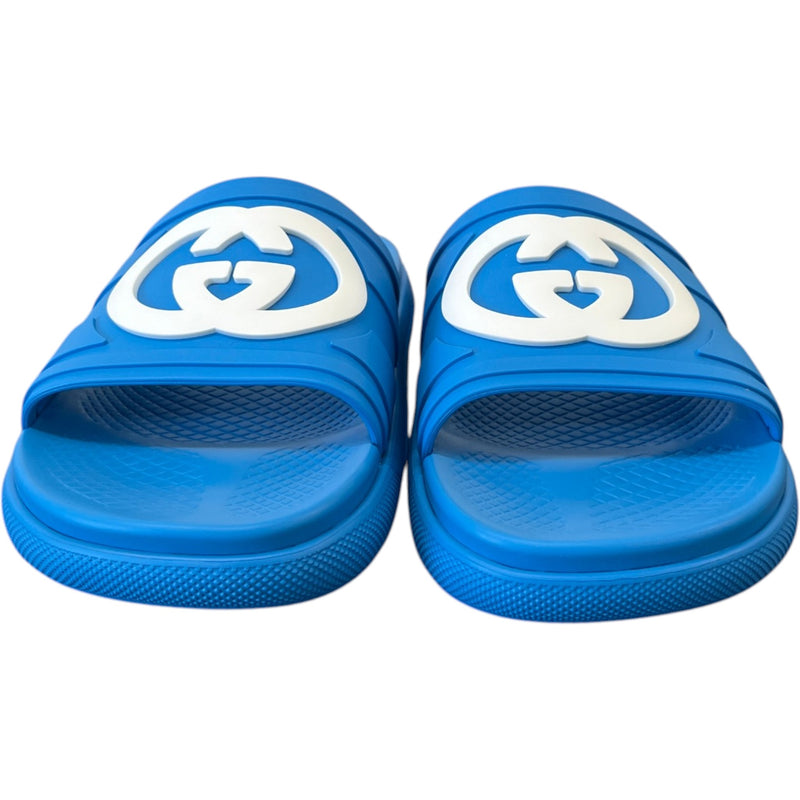 Men's Interlocking G Slides Blue Size UK 9 / EU 43