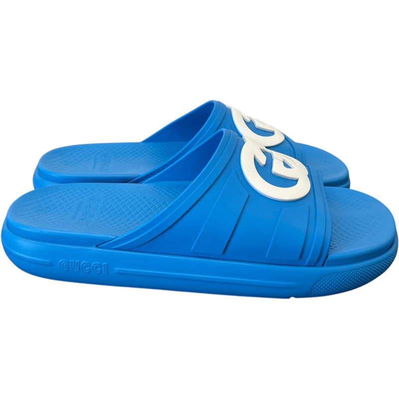 Men's Interlocking G Slides Blue Size UK 9 / EU 43