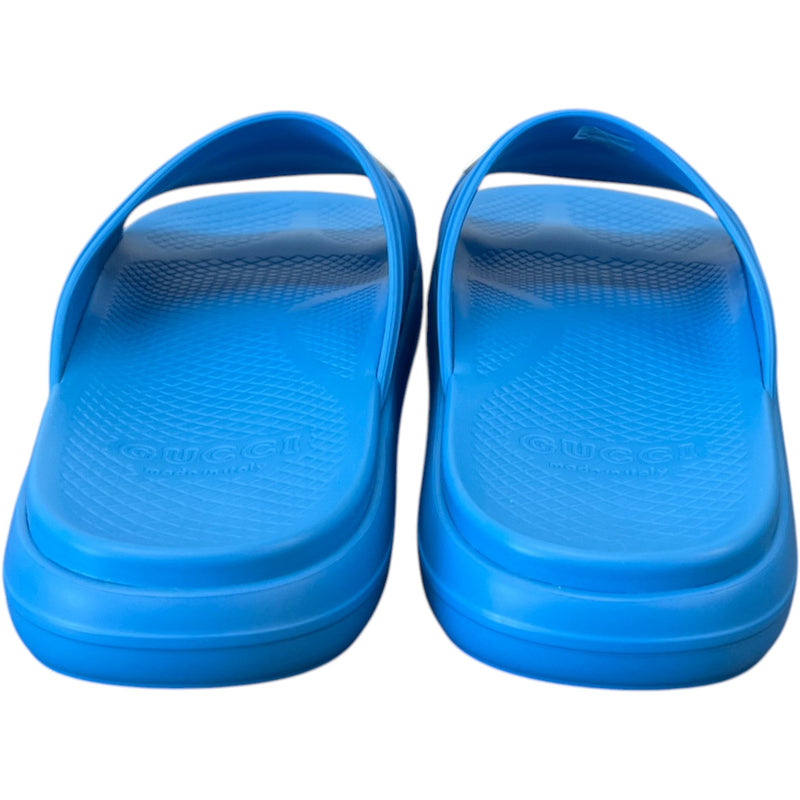 Men's Interlocking G Slides Blue Size UK 9 / EU 43