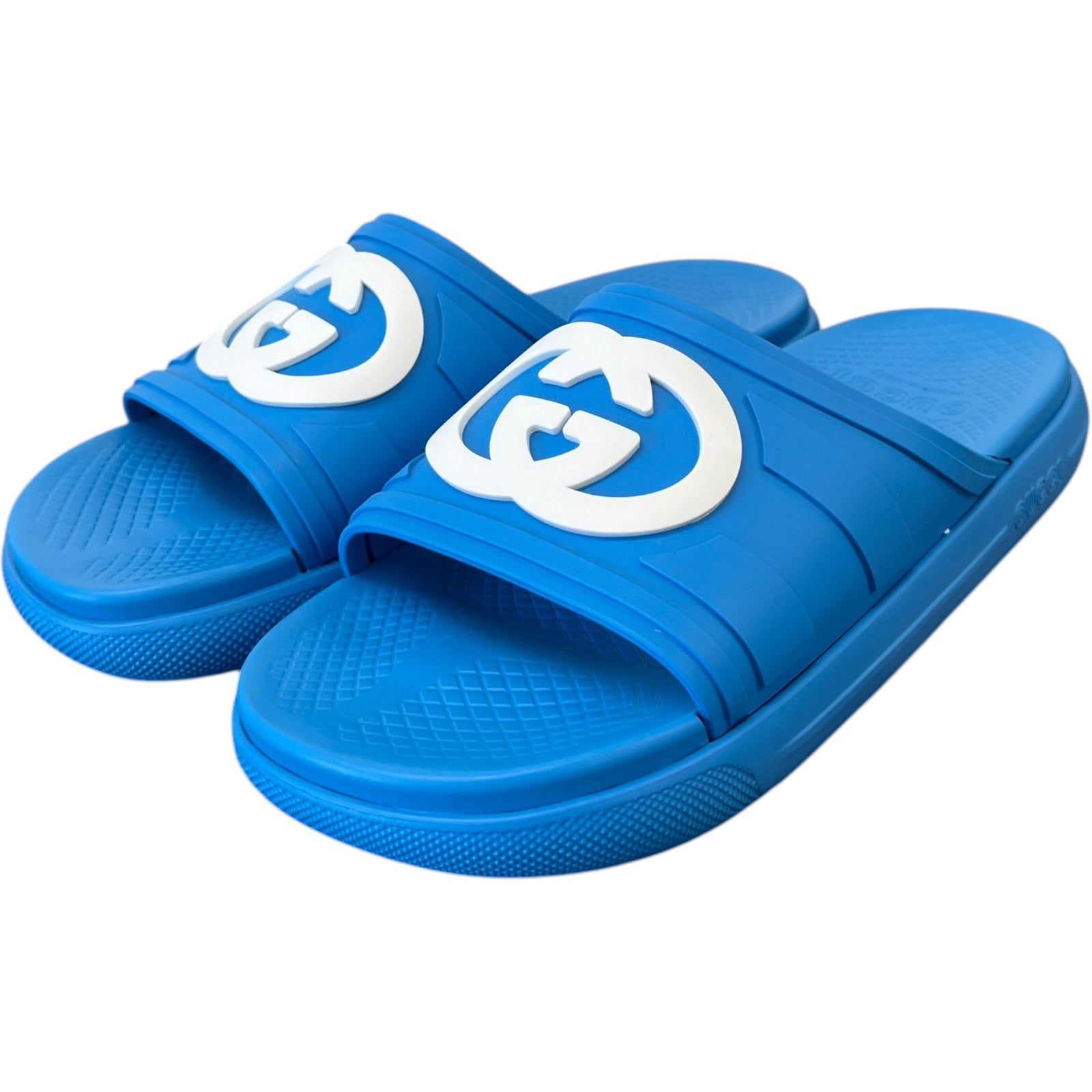 Men's Interlocking G Slides Blue Size UK 9 / EU 43 - Photo 10