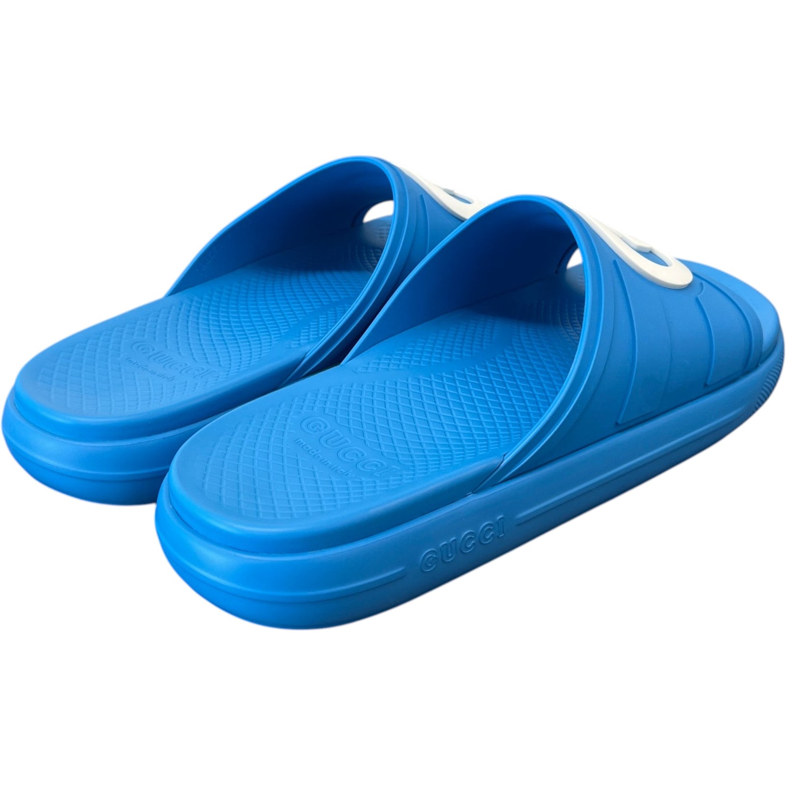 Men's Interlocking G Slides Blue Size UK 9 / EU 43 - Photo 11