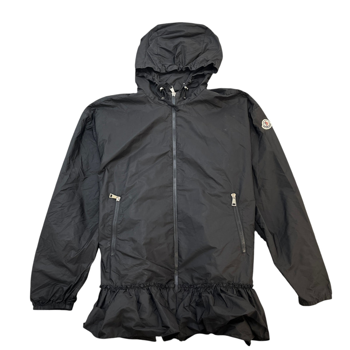 Women's Sarcelle Ruffled Peplum Windbreaker Black Size UK 18-20 - Photo 1