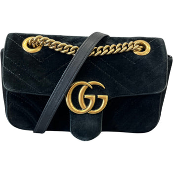 Women's Gg Marmont Velvet Small Bag Black