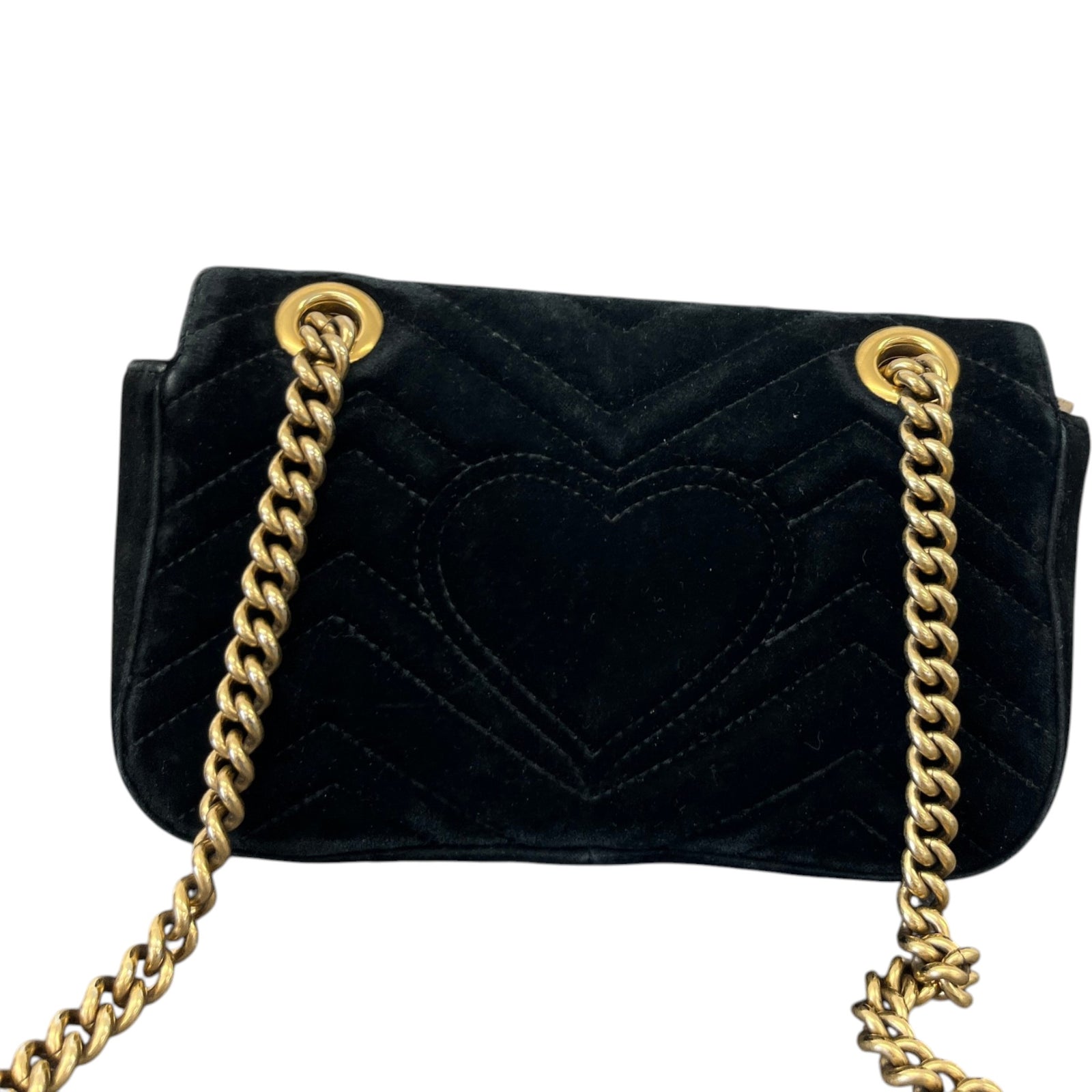 Women's Gg Marmont Velvet Small Bag Black - Photo 3