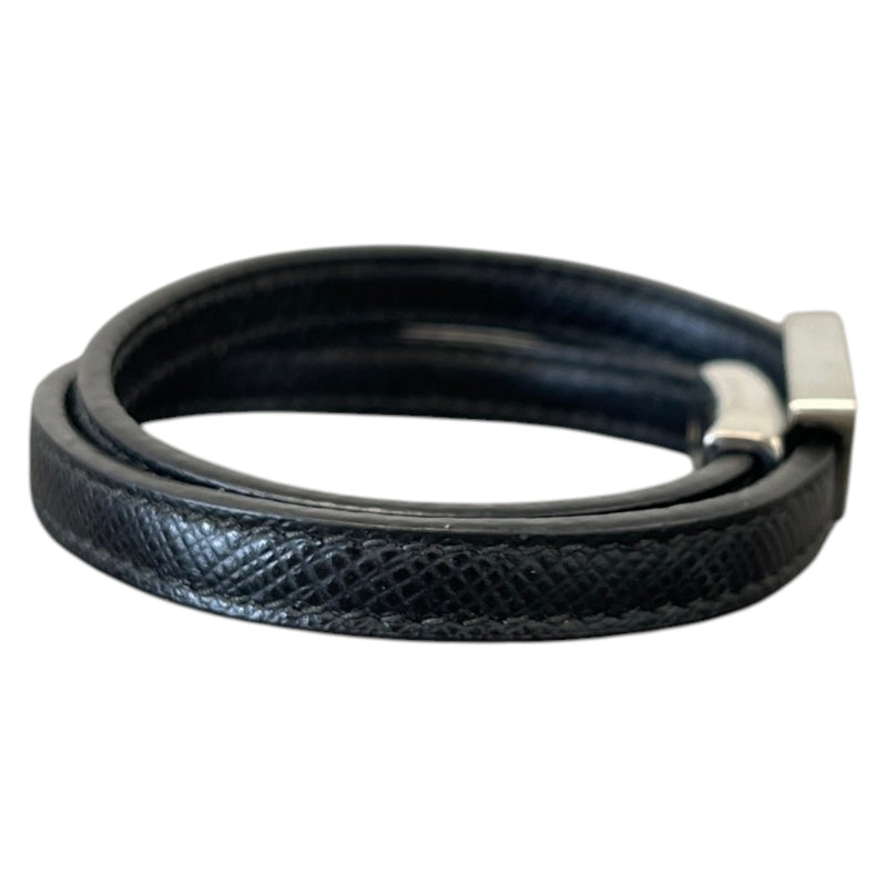 Men's Saffiano Leather Wrap Bracelet Black