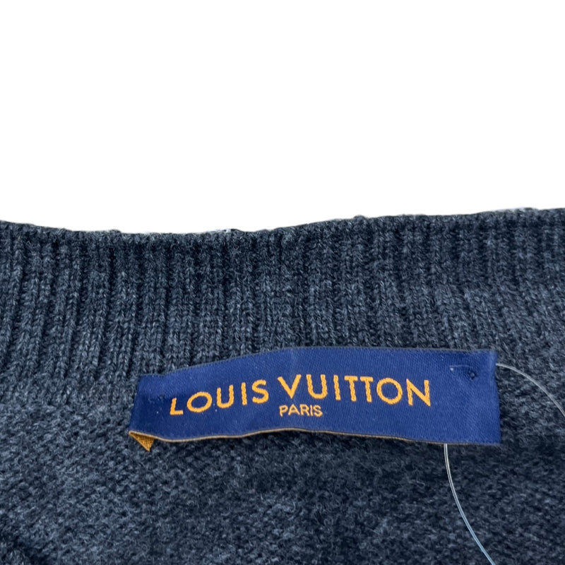 Men's Lv Frequency Embroidered Cardigan Grey Size M