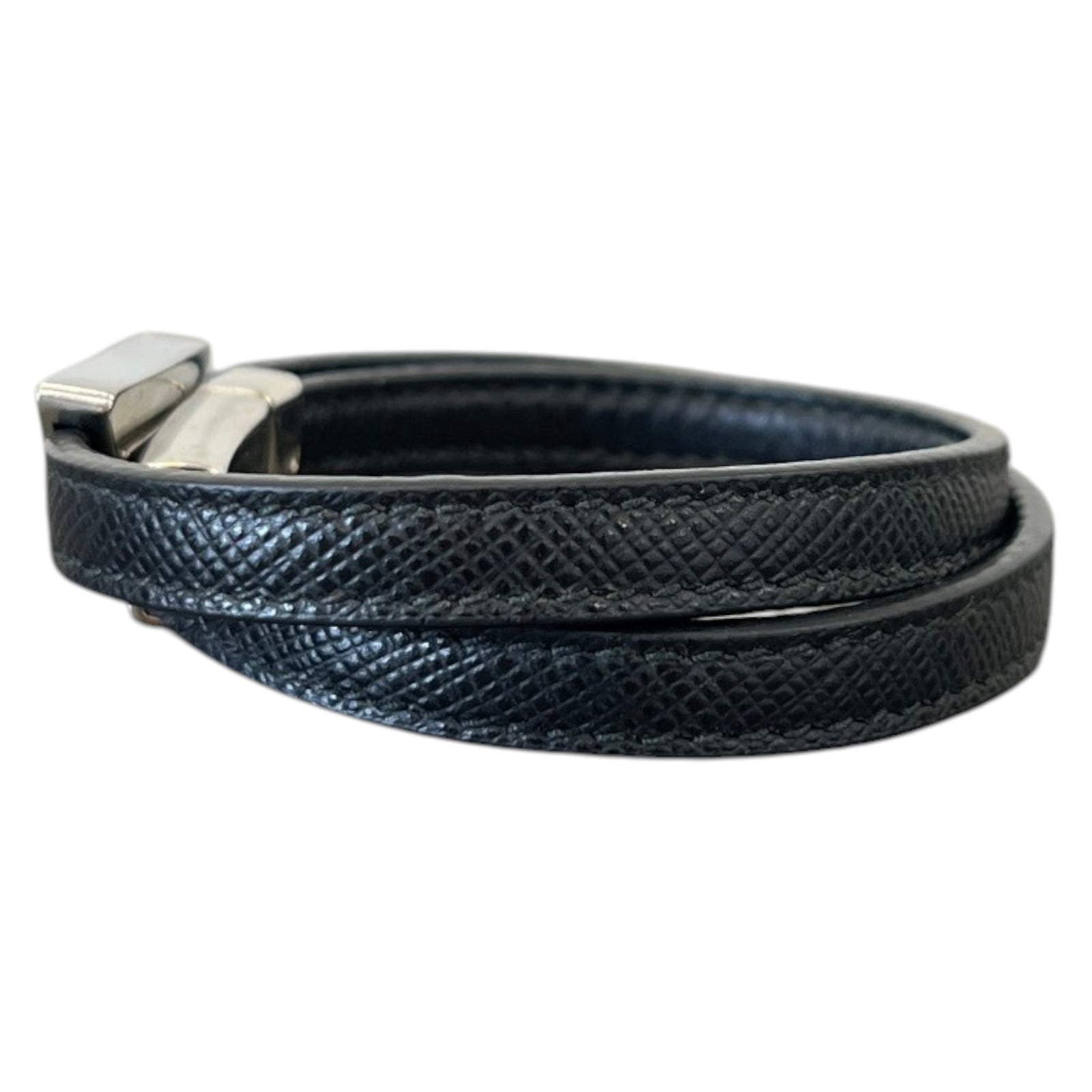 Men's Saffiano Leather Wrap Bracelet Black - Photo 4