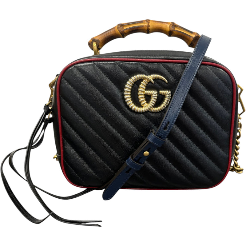 Women's Small GG Marmont Torchon Bamboo Handbag Black