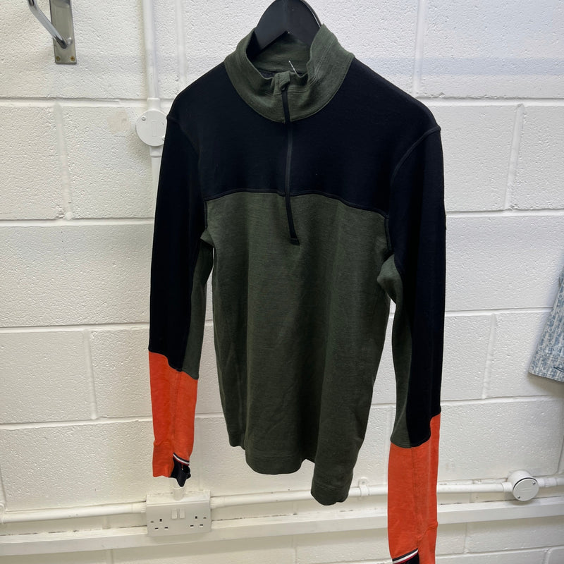 Men's Maglia Thermal 1/4 Zip Sweatshirt Green Size L