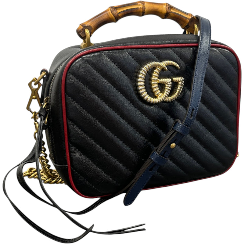 Women's Small GG Marmont Torchon Bamboo Handbag Black