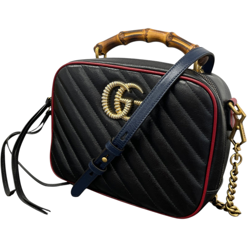 Women's Small GG Marmont Torchon Bamboo Handbag Black