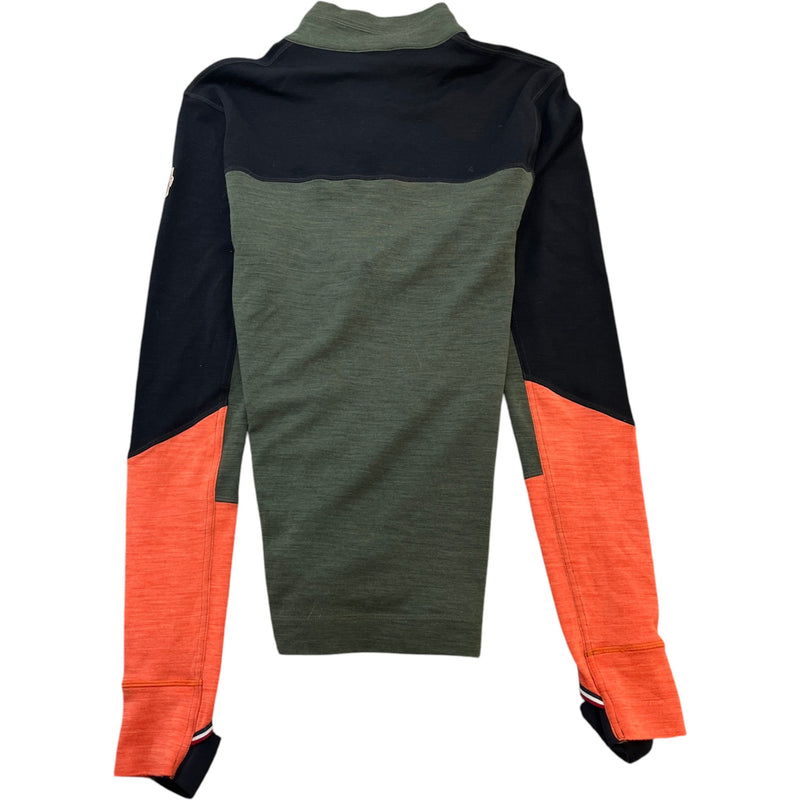 Men's Maglia Thermal 1/4 Zip Sweatshirt Green Size L