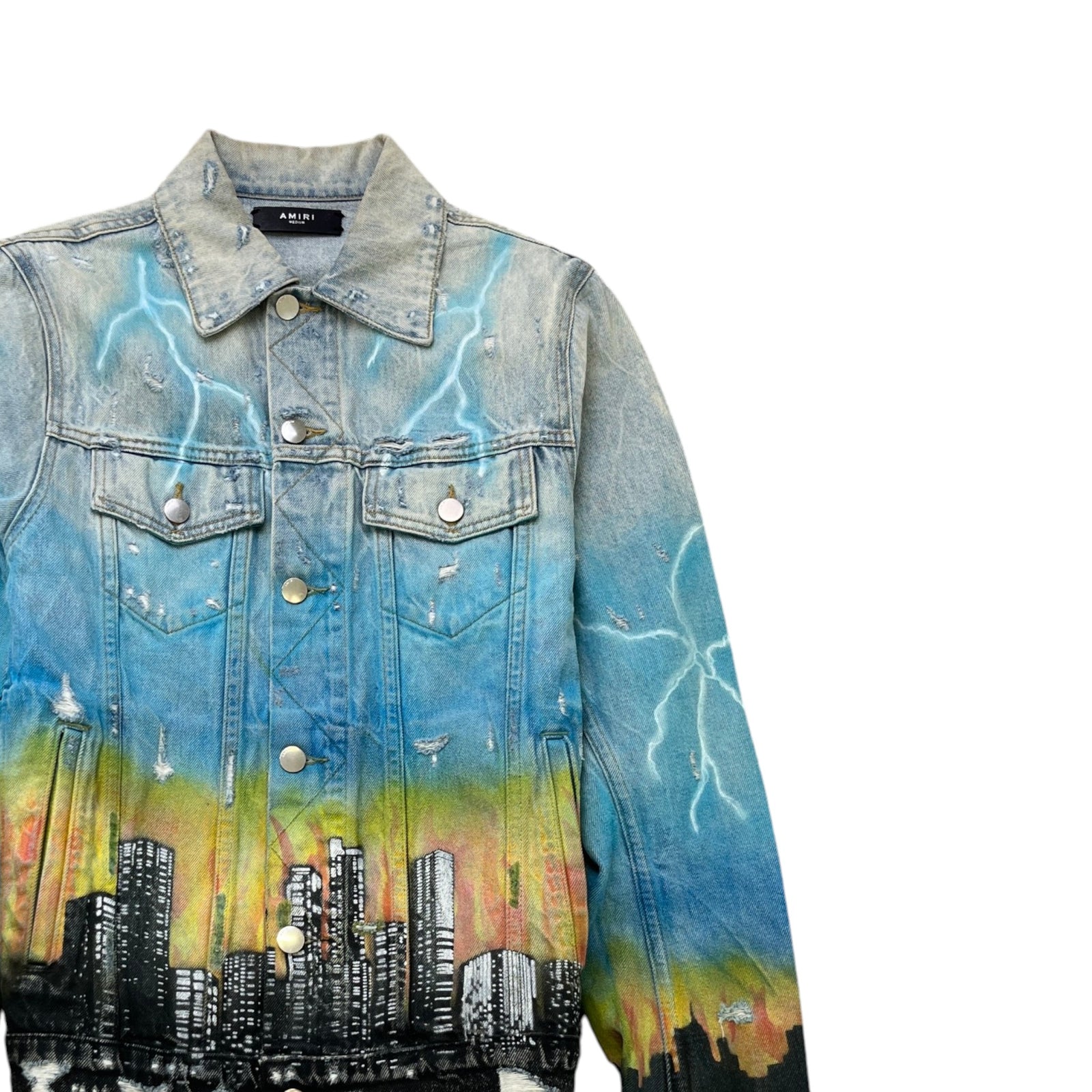 Men's City Dragon Trucker Jacket Multi-Coloured Size M - Photo 3