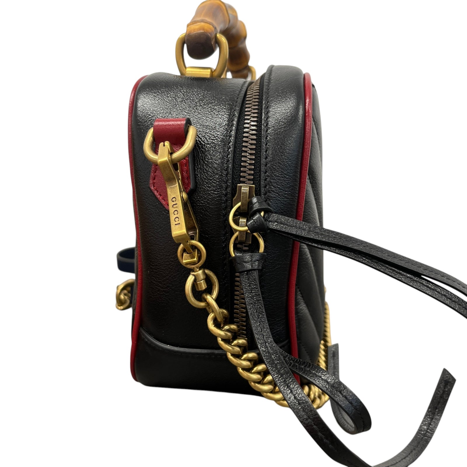 Women's Small GG Marmont Torchon Bamboo Handbag Black - Photo 7