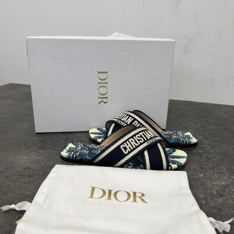 Women's Dway Criss Cross Slides Navy Size UK 3 / EU 36