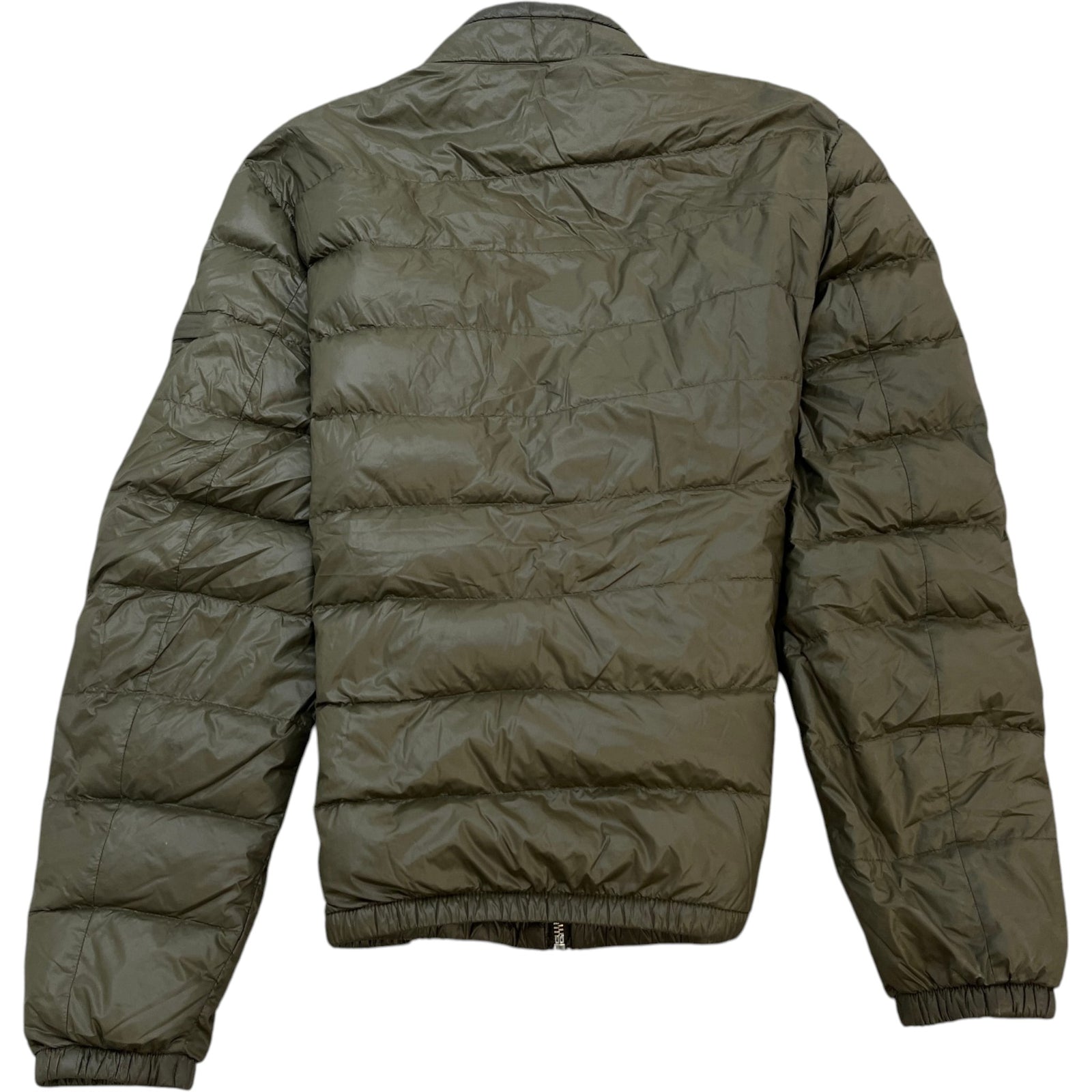 Men's Logo Plaque Military Quilted Nylon Down Jacket Green Size L - Photo 2