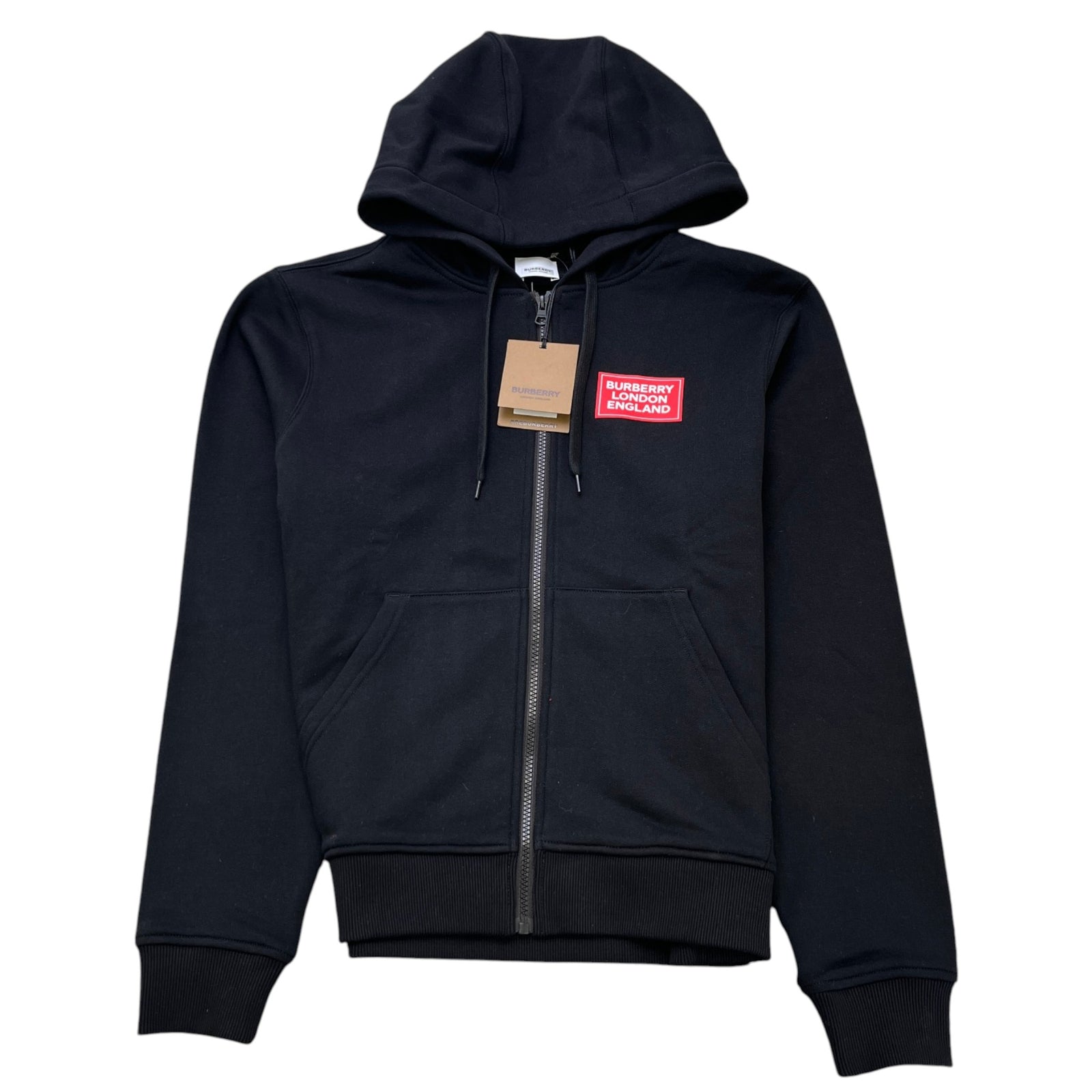 Men's Logo Print Zip Up Hoodie Black Size S - Photo 1