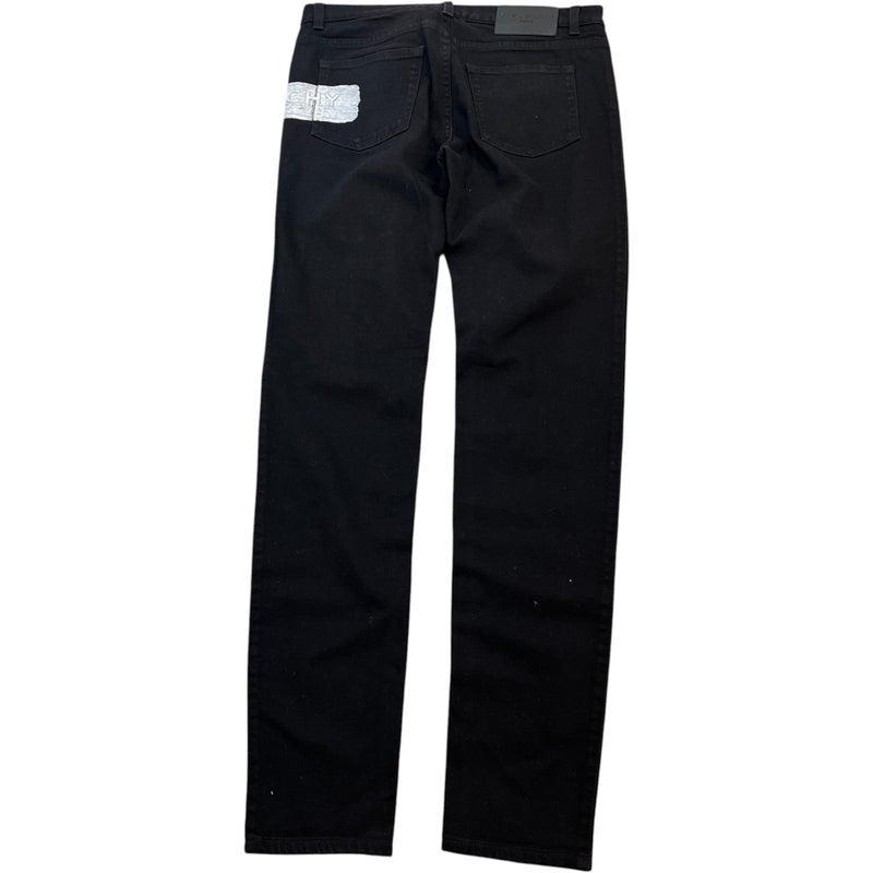 Men's Embossed Metallic Logo Jeans Black Size M / W32