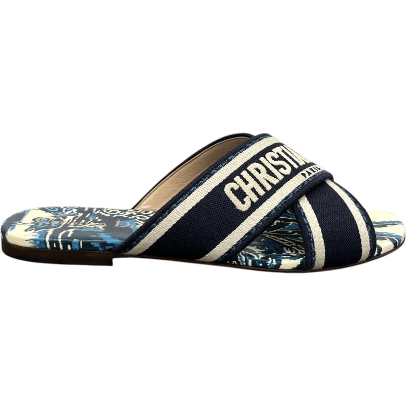 Women's Dway Criss Cross Slides Navy Size UK 3 / EU 36