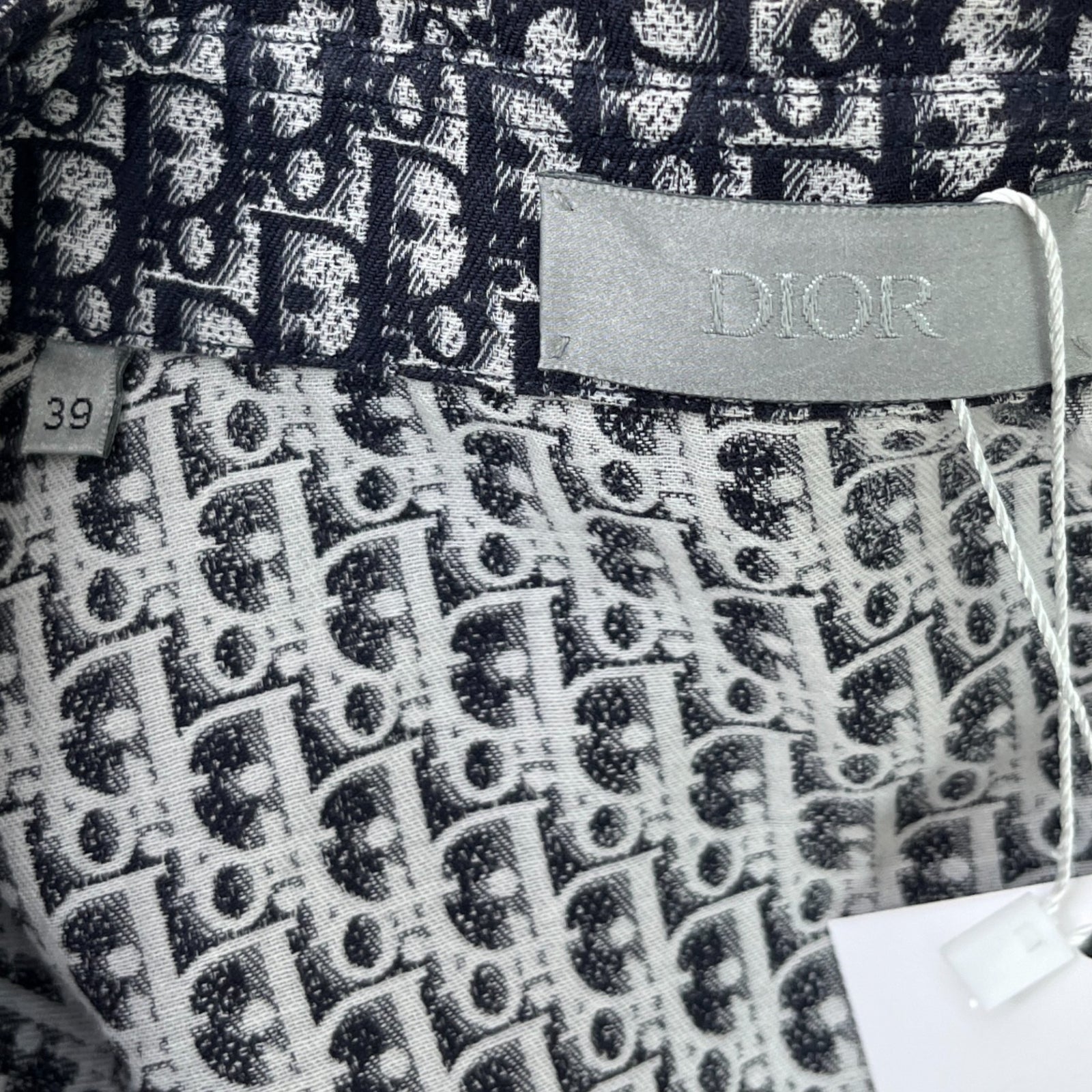 Men's Oblique Monogram Short Sleeve Shirt Navy Size M - Photo 6