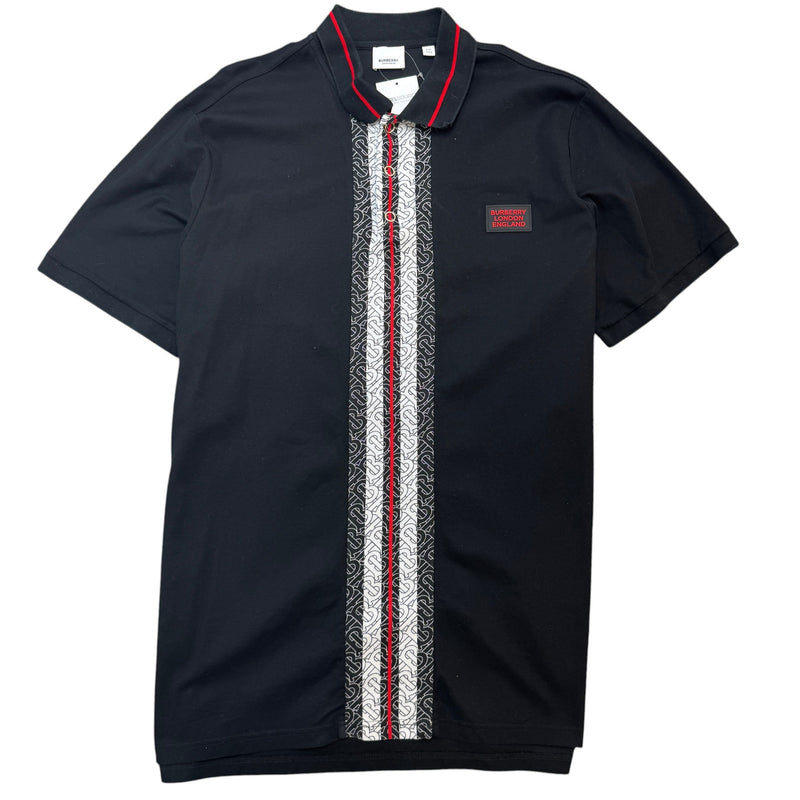 Men's Plaque Logo Polo Shirt Black Size XXL