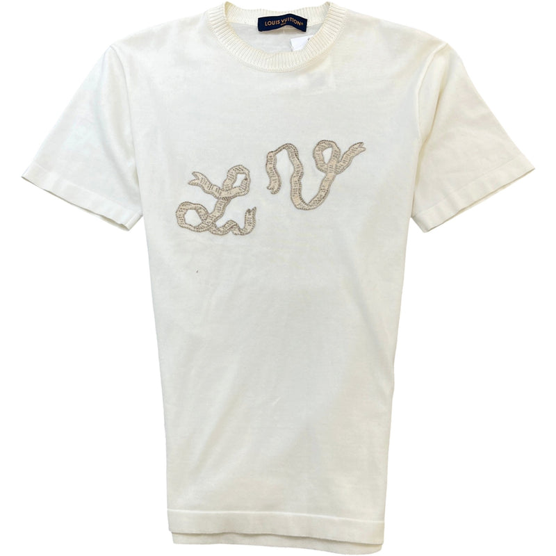 Men's Embroidered Logo T-Shirt Cream Size M